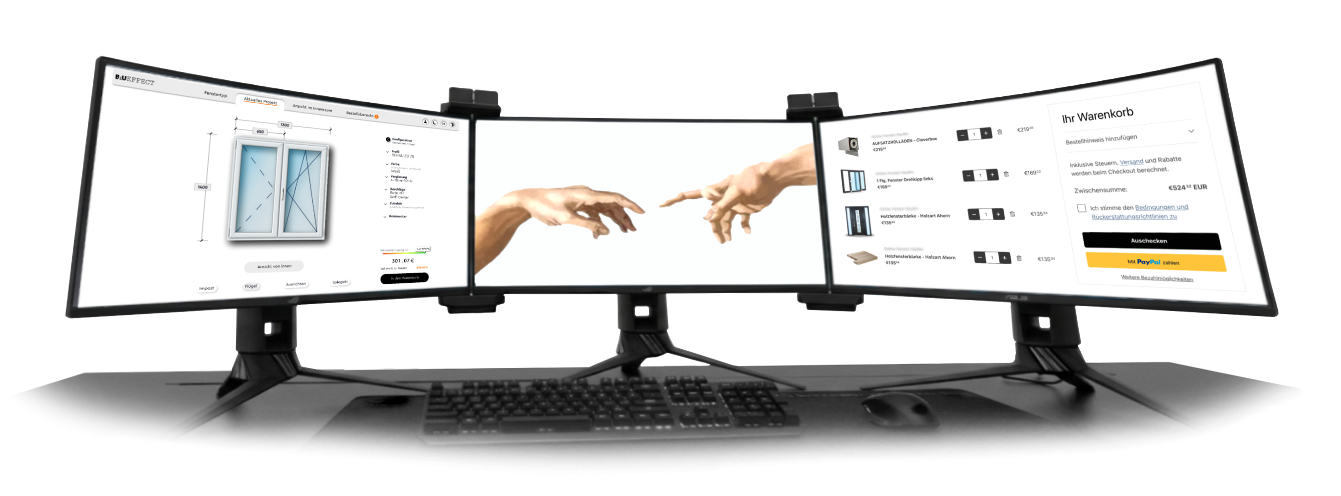 Online Fensterkonfigurator auf mehreren Monitoren